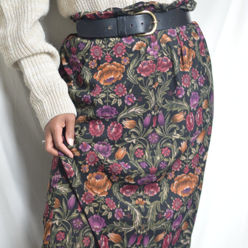 Vintage Floral Midi Skirt